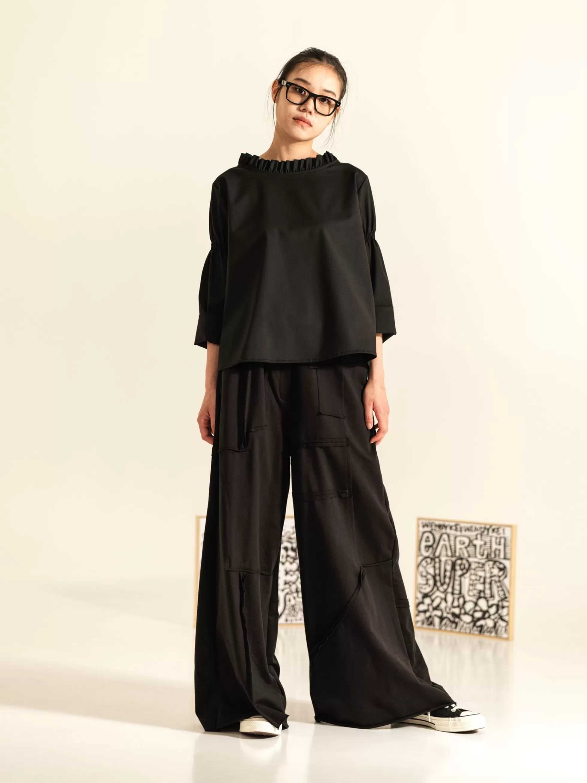 WENDYKEI Pantalone In Felpa Palazzo Con Cuciture A Taglio Vivo | Donna Pantaloni
