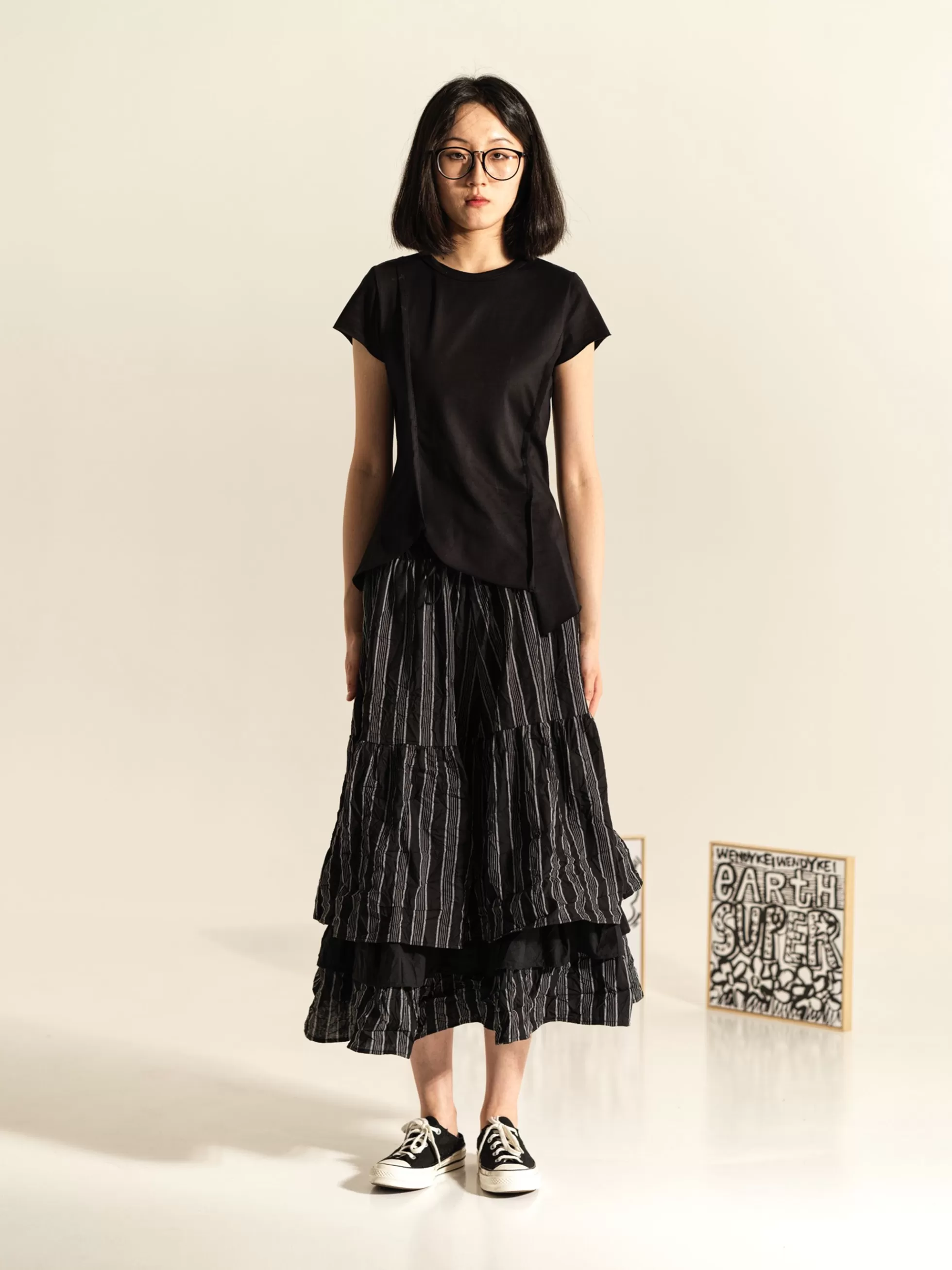 WENDYKEI T-Shirt In Jersey Con Cuciture Verticali A Taglio Vivo | Donna Top E Magliette