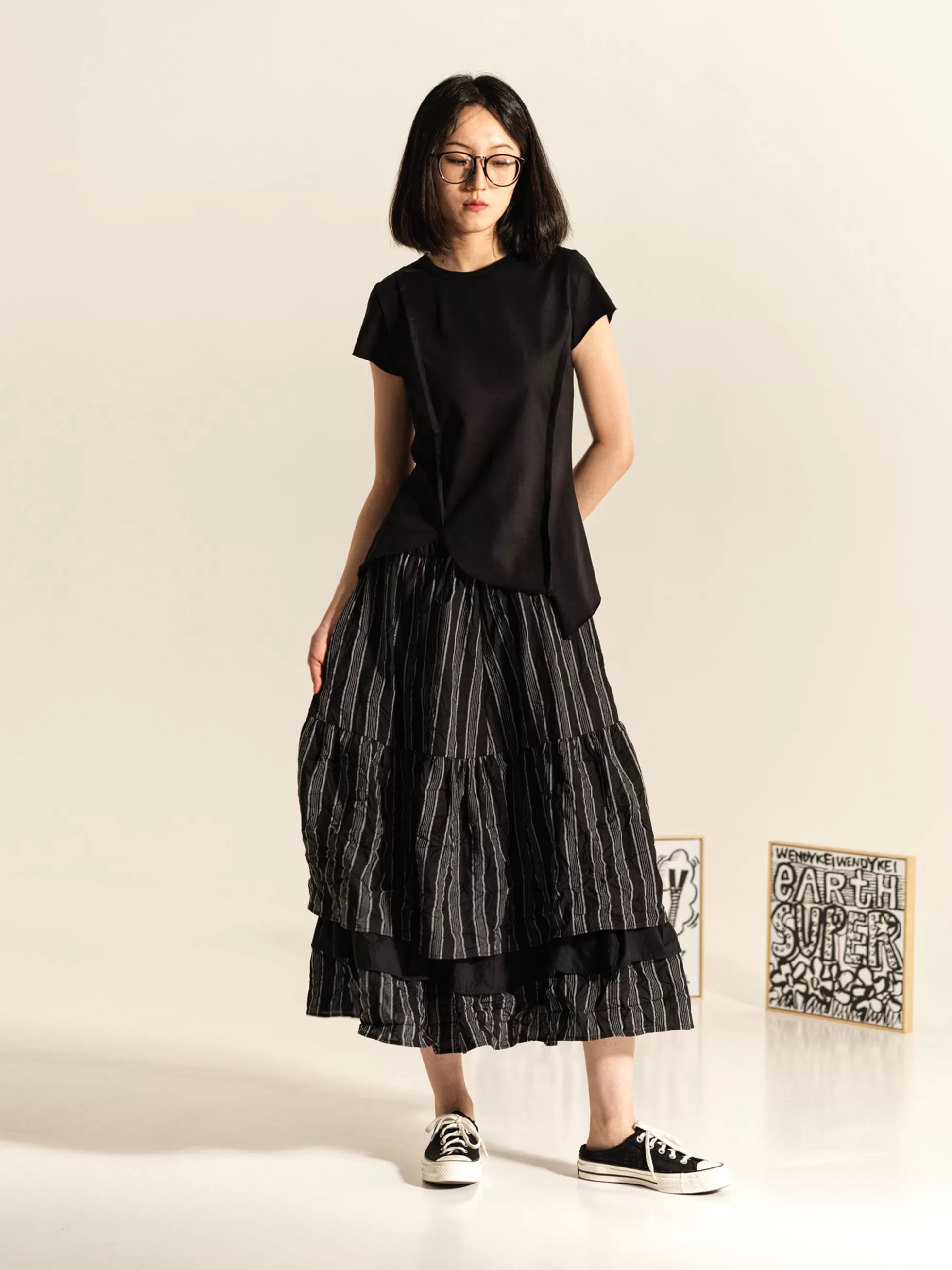 WENDYKEI T-Shirt In Jersey Con Cuciture Verticali A Taglio Vivo | Donna Top E Magliette